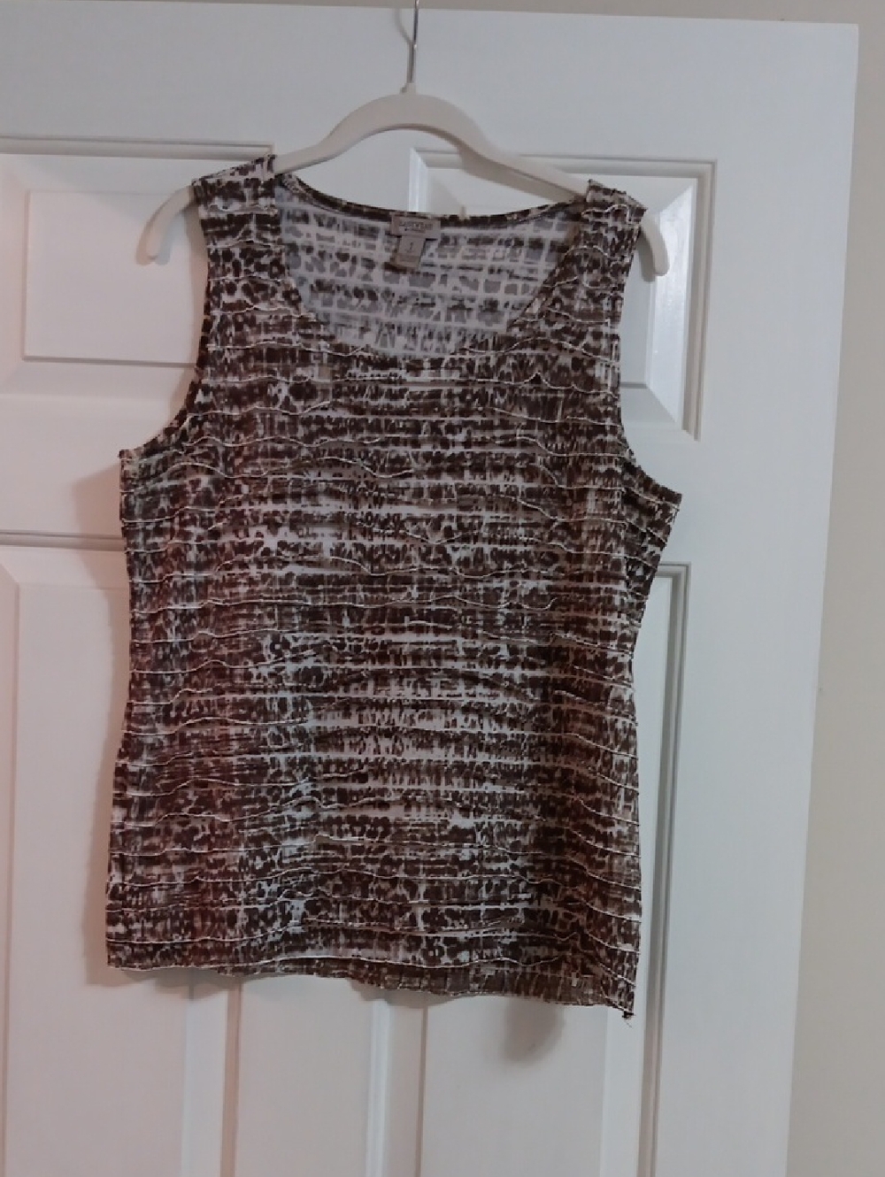 Chico's Sleevelessanimal Print  Tank Top - Brown/White
